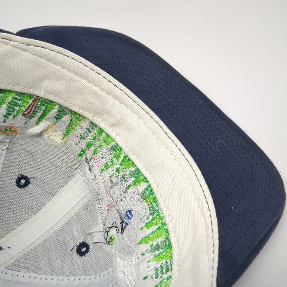 New Era Fitted Baseball Hat Blue 7 1/2 Embroidered Vent Holes Vintage USA - Picture 8 of 9